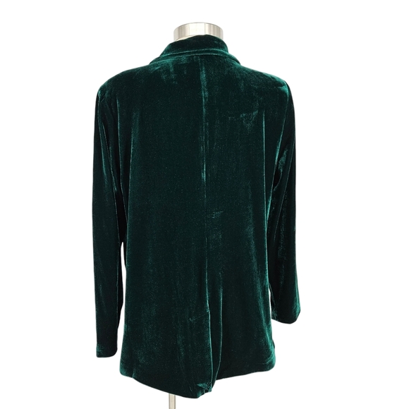 Soft Surroundings Blazer Holiday Green Velvet Long Sleeve Open Front Medium - Picture 3 of 6
